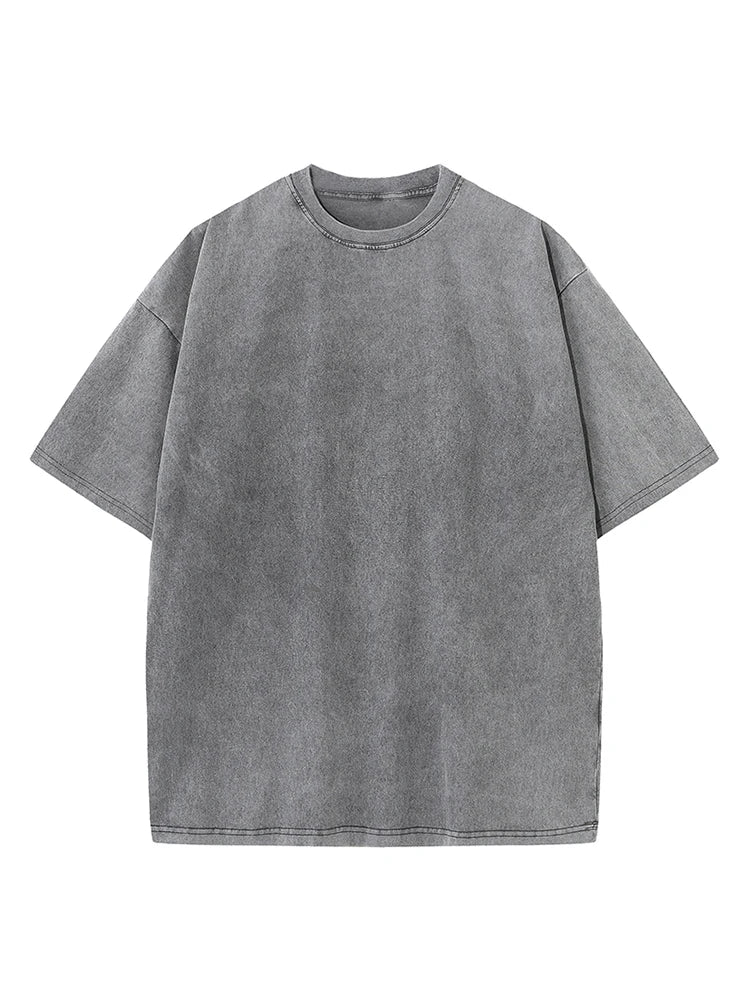 Quality Oversized Acid Washed Y2K T Shirt men Vintage T-shirts Streetwear Mineral Wash Tee Shirts boy Loose Luxury Brand Tops