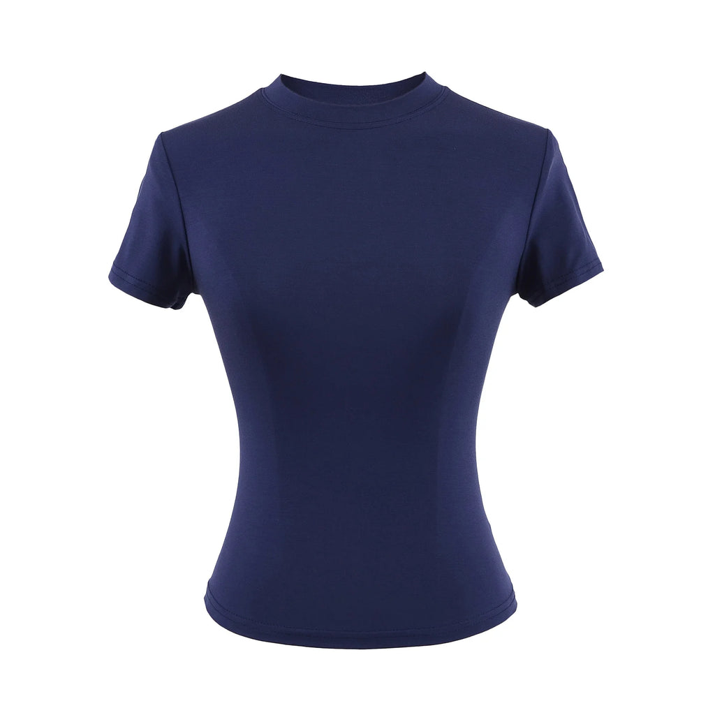 2024 New High Quality Casual T shirt Sexy Slim Short Sleeves Fashion Trend Solid Women Clothing y2k Tops