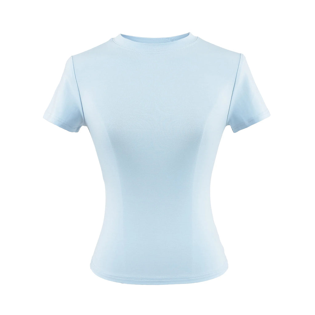 2024 New High Quality Casual T shirt Sexy Slim Short Sleeves Fashion Trend Solid Women Clothing y2k Tops